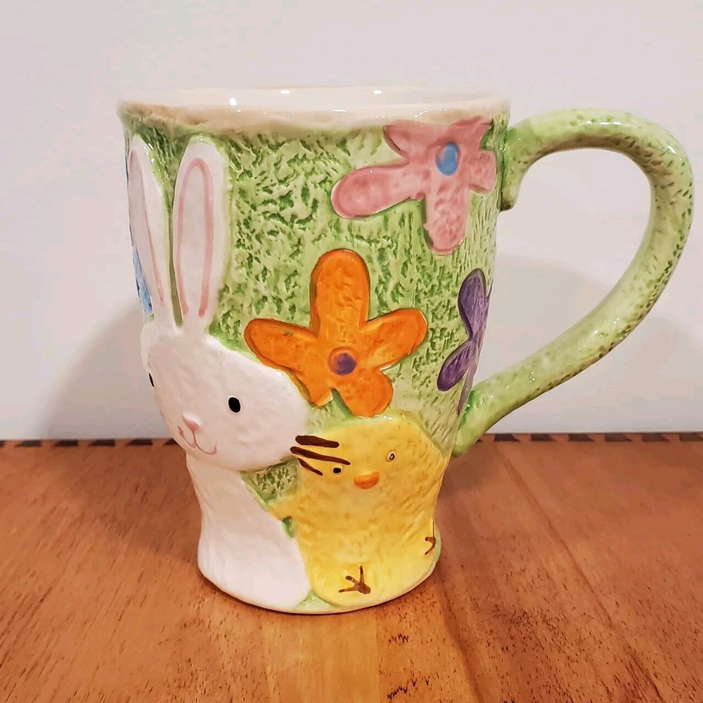 Cracker Barrel Easter Bunny Chick Floral Coffee Tea Mug
