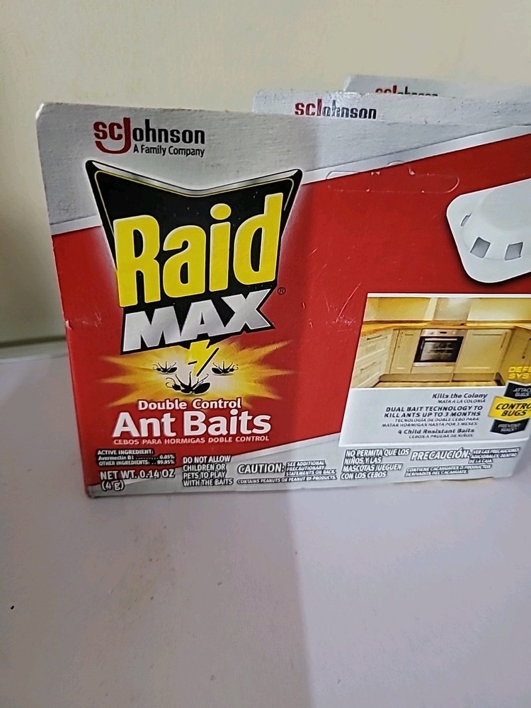 3 X Raid Max, Double Control Ant Baits, Kills The Colony Child Resistant Baits
