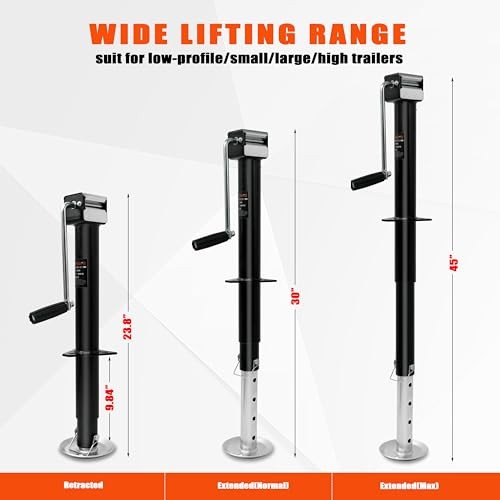 5000 lbs A-Frame Trailer Jack – Side Wind Jack with 15" Vertical Travel,