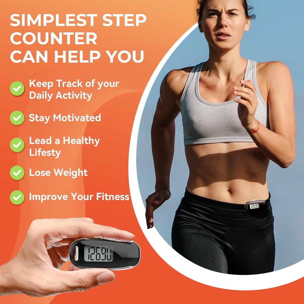 3D Pedometer Walking Step Counter USB Rechargeable