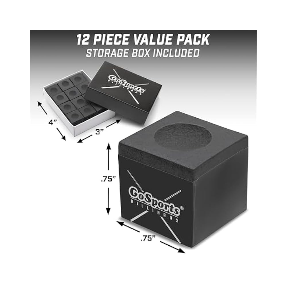 Pool Cue Chalk Cube - Premium, 12 Pack, Multiple Colors (Black)
