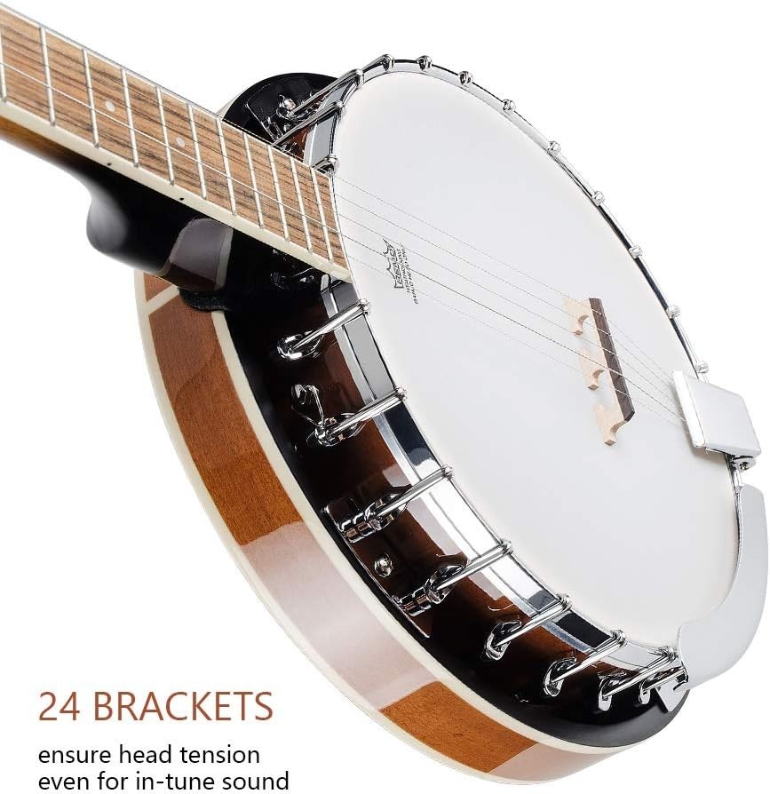 5 String Banjo Full Size Kit with Resonator Remo Head Beginner Accessories