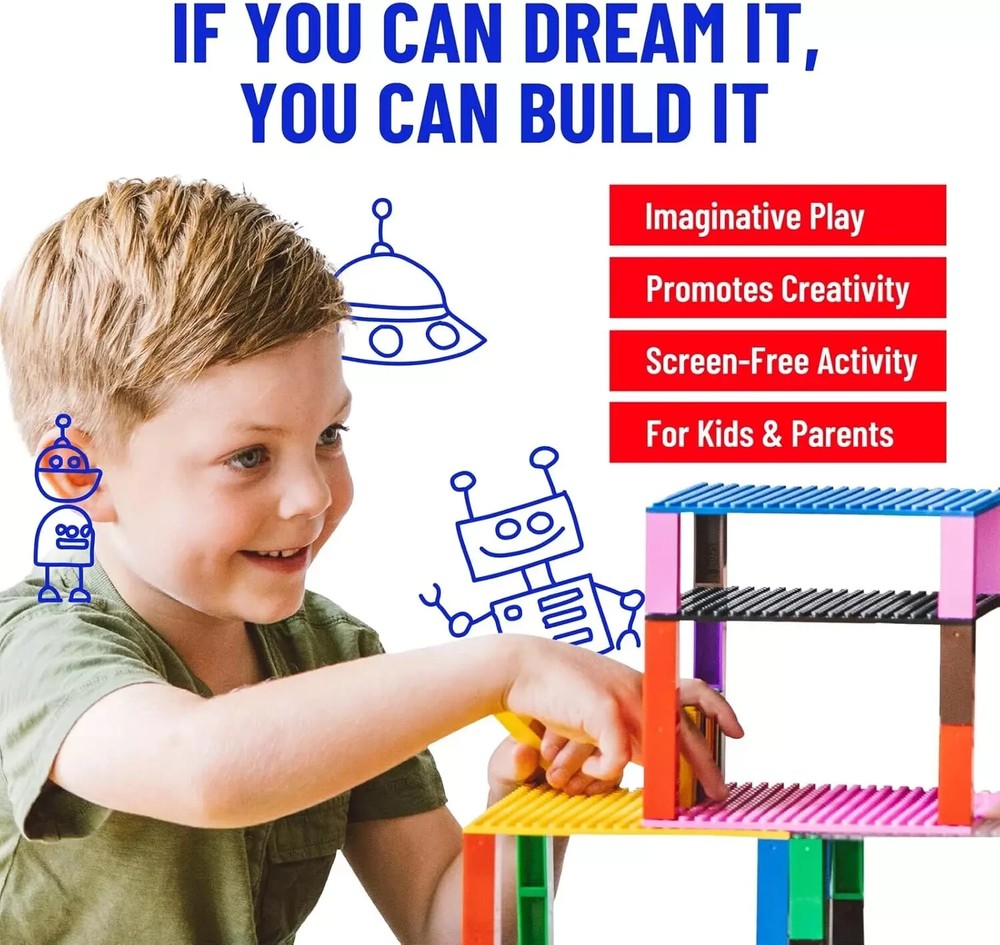 Strictly Briks Lego 12 Pack Classic 10x10 Stackable Baseplates 32 x 32 Studs