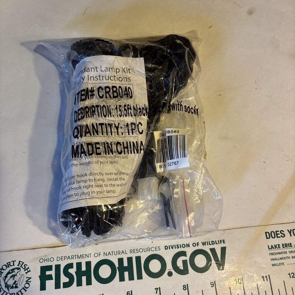 CTW CRB040 BLACK FABRIC PENTANT LAMP KIT ASSEMBLY 15.5 FT