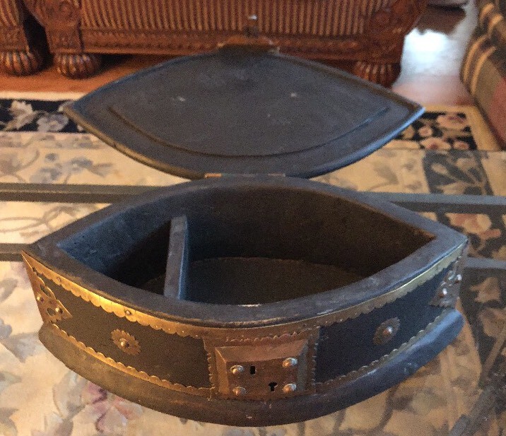 Unique Antique Wood & Brass Lock Trunk