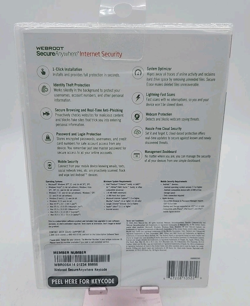 Webroot Secure Anywhere Internet Security 3 Devices PC MAC Mobile Sealed New