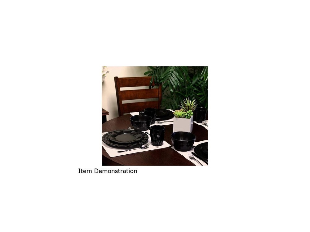Elama Retro Chic Glazed Dinnerware - 16 Piece - Black