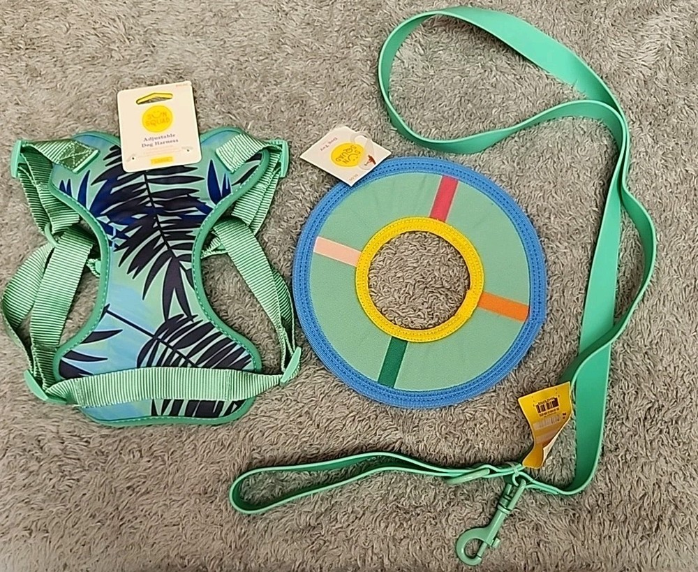 Sun Squad Leash and Adjustable Harness w/Toy, Multi-Color, Size Large