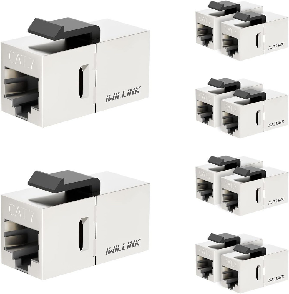 10Gbps CAT7 Coupler RJ45 Keystone Shielded Coupler 10-Pack, Ethernet Coupler, Fe