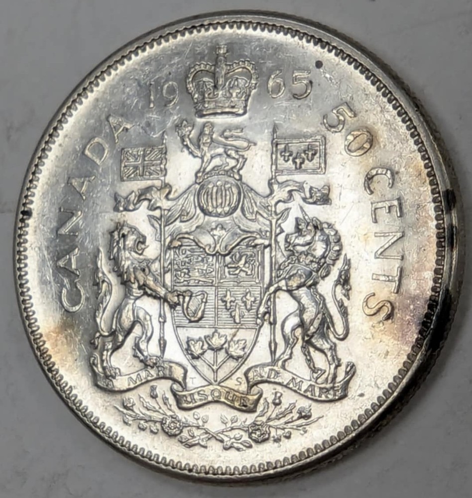 1965 Canada Half Dollar Silver Coin