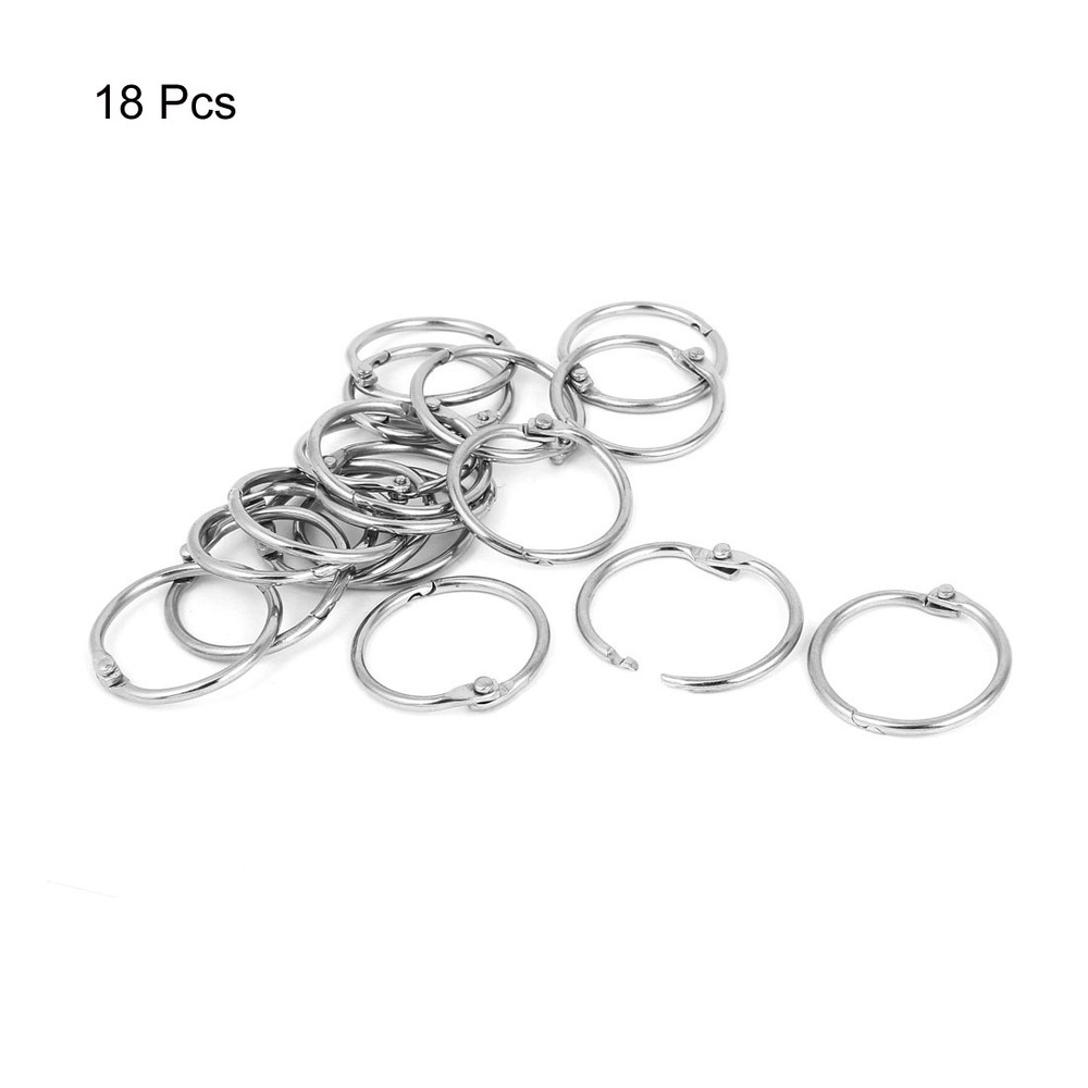 Office Folder Document Binding Loose Leaf Rings Hook 30mm 1.2" Dia 18 Pcs