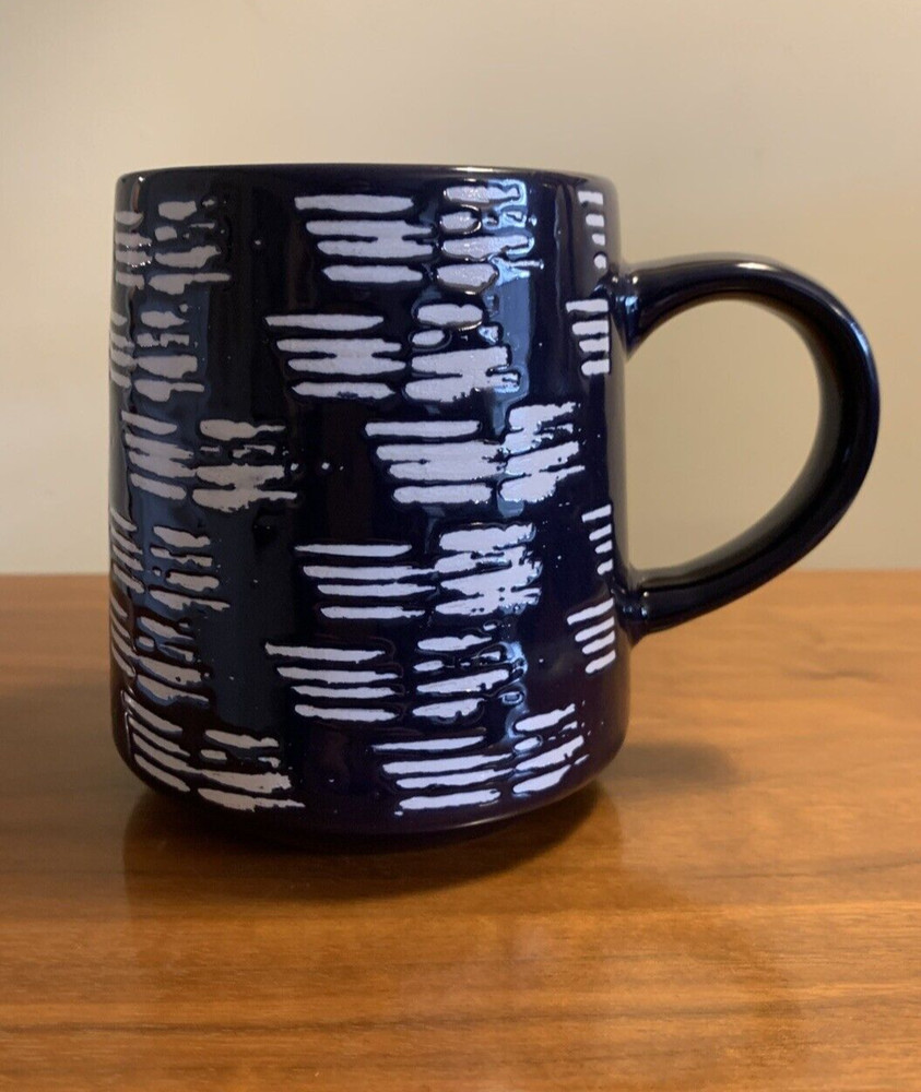 Thyme & Table Drinkware Cobalt Blue & White Lines Stoneware Coffee Tea Mug
