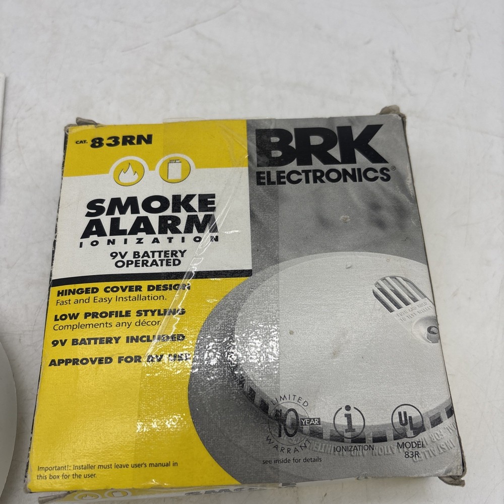 BRK 83R Electronics Smoke Detector Alarm Ionization System 9v Battery Operated