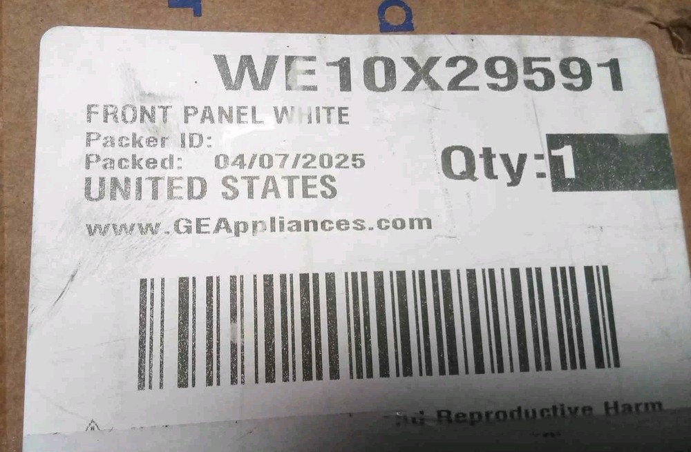 GE Dryer Front Replacement Panel Assembly White WE10X29591