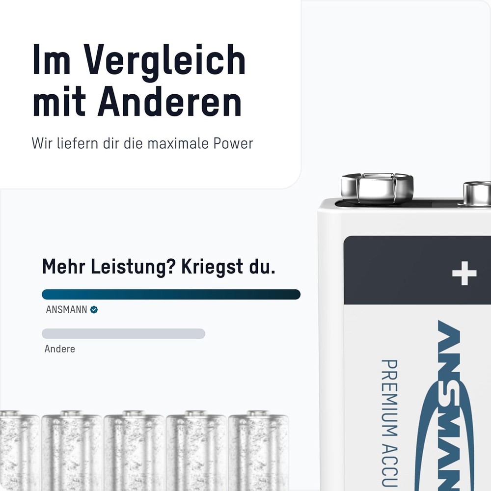 Ansmann 9V 300 mah Rechargeable Batteries