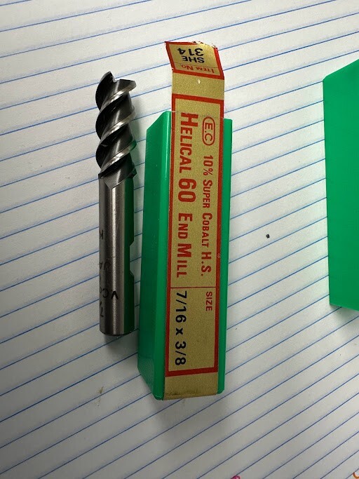 E.C. SHE 314 HELICAL 60 ENDMILL 7/16"X3/8" 3FL