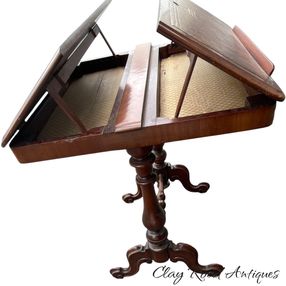 Antique Regency writing reading table combination drawing leather top 19th