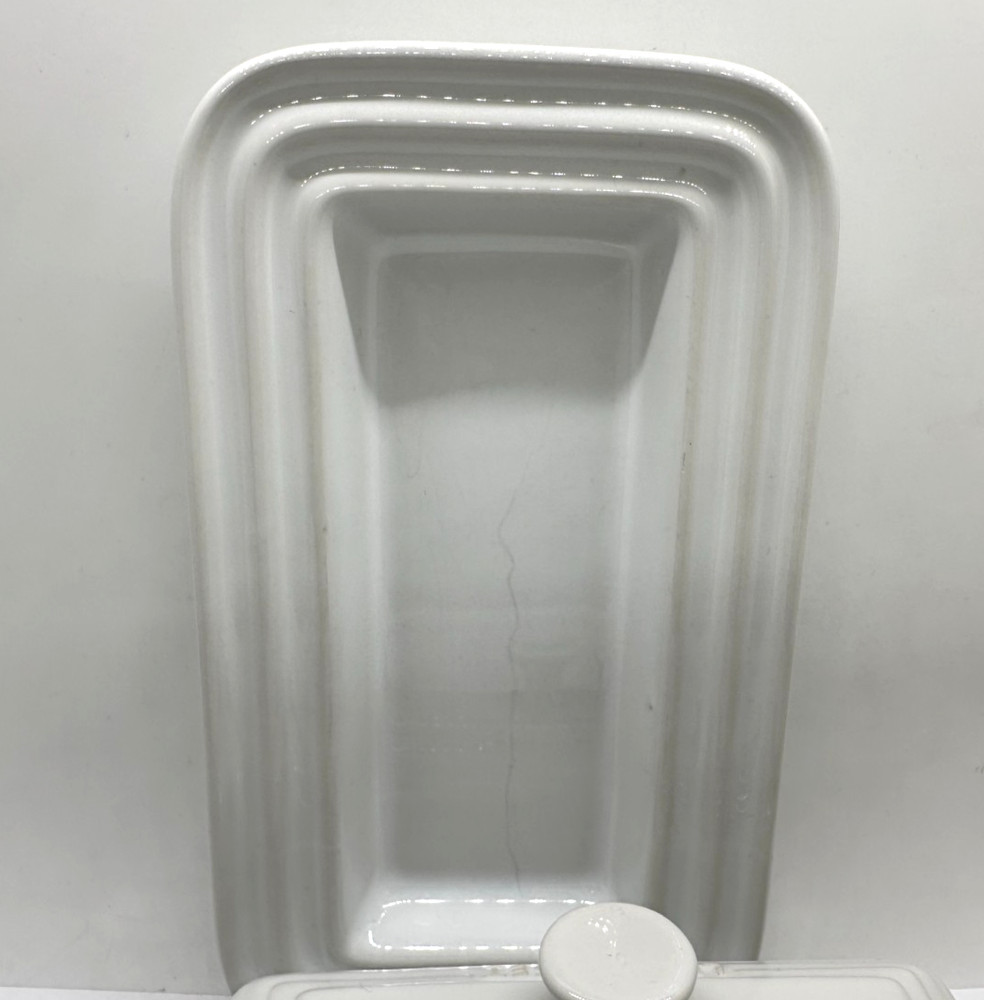 Le Creuset Butter Dish White Stoneware Rectangular Dish Retired (READ)