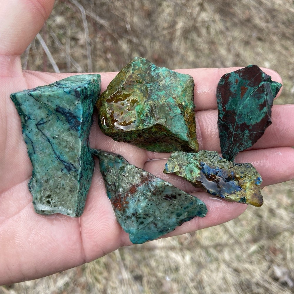 5 Pc Chrysocolla Azurite Rough Raw Stones