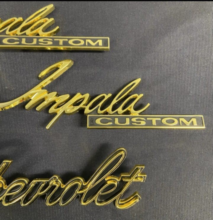 1969-1976 Chevy Impala Custom Gold Emblem Set New