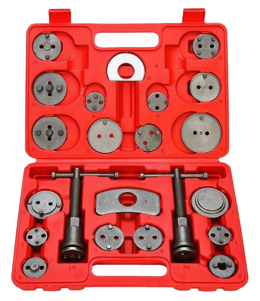 Set(27) Universal Disc Brake Caliper Piston Wind Rewind Tools case & gloves Kit