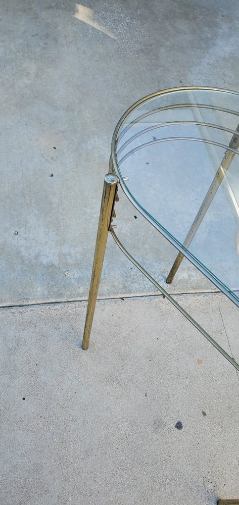 Vintage Mid Centry Brass Vanity Table With Glass Top
