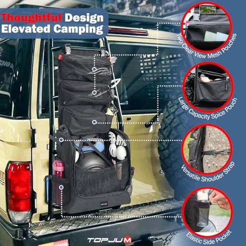 Camp Kitchen Organizer, Cooking Tools Storage Caddy Bag, Multi-Pockets, black