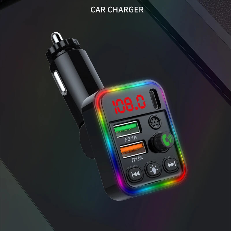 Car Wireless Bluetooth 5.3 FM Transmitter MP3 Player USB Fast Charger Adapter