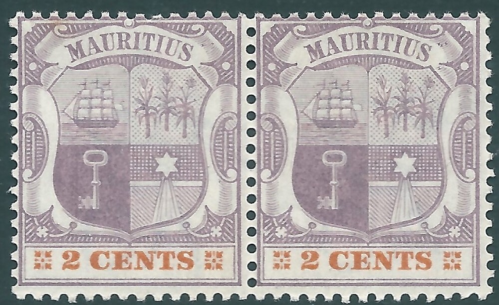 MAURITIUS 1897 mint 2c pair SG128