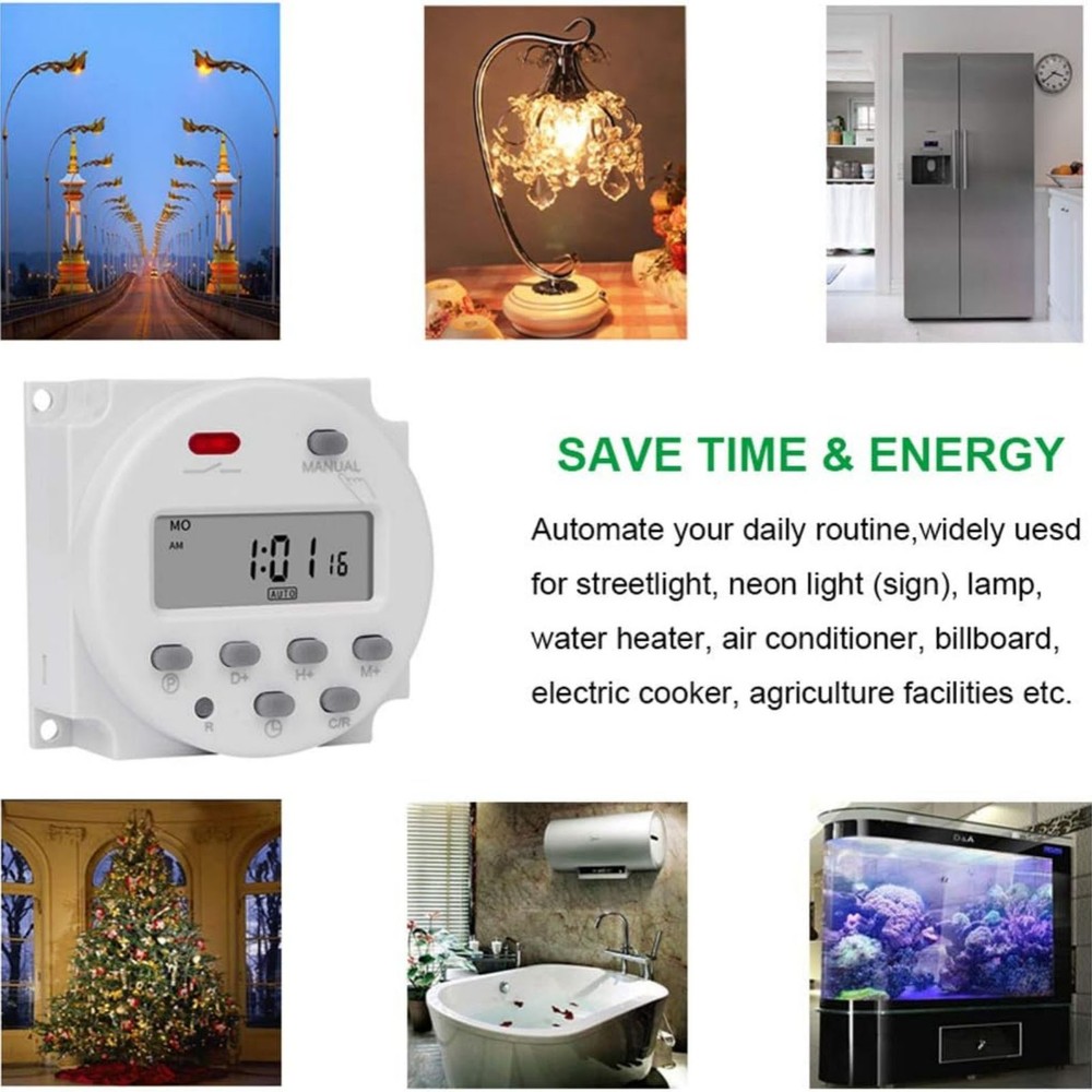 DC 12V Digital LCD Programmable Timer For Equipment Control 16A Relay Switch