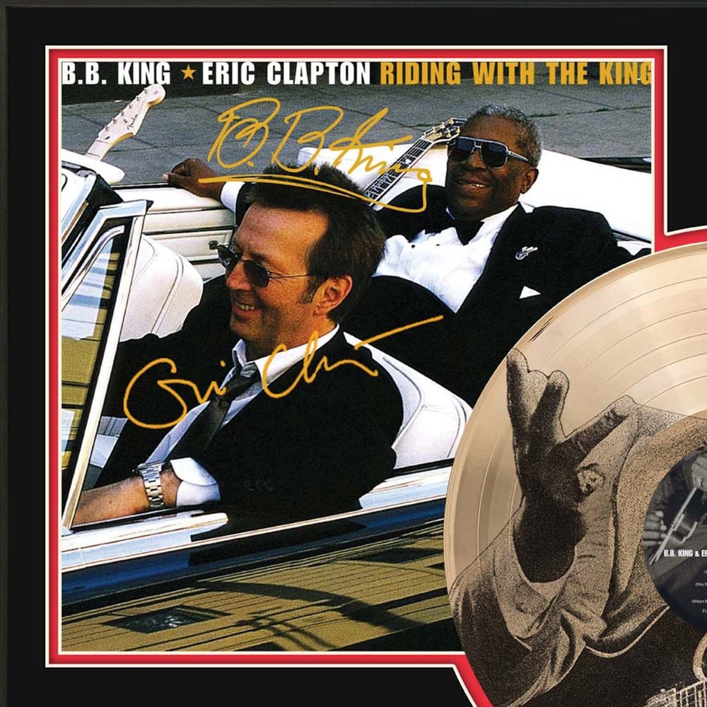 Eric Clapton & B.B. King Custom Etched Reproduction Signed LP Display
