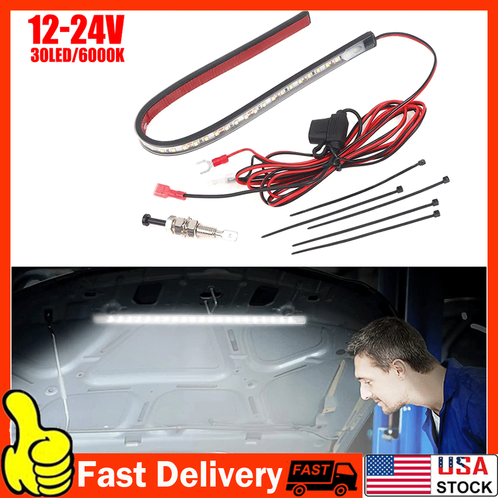 Under Hood LED Light Kit on/off-Automatic-Universal fit Any Vehicle White 1/2Set