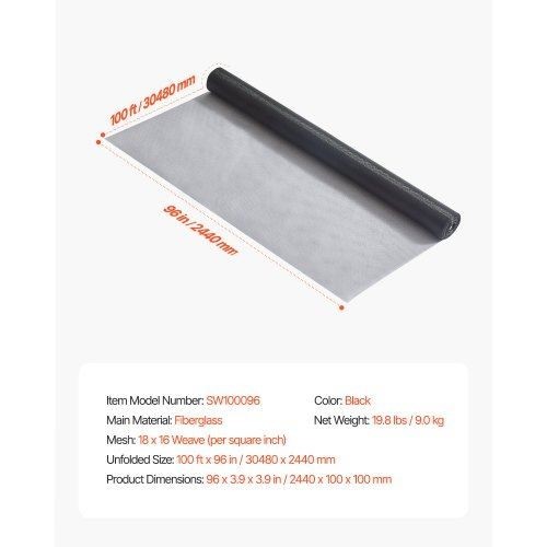 Window Screen Replacement 100 ft × 96 in Window Screen Mesh DIY Adjustable