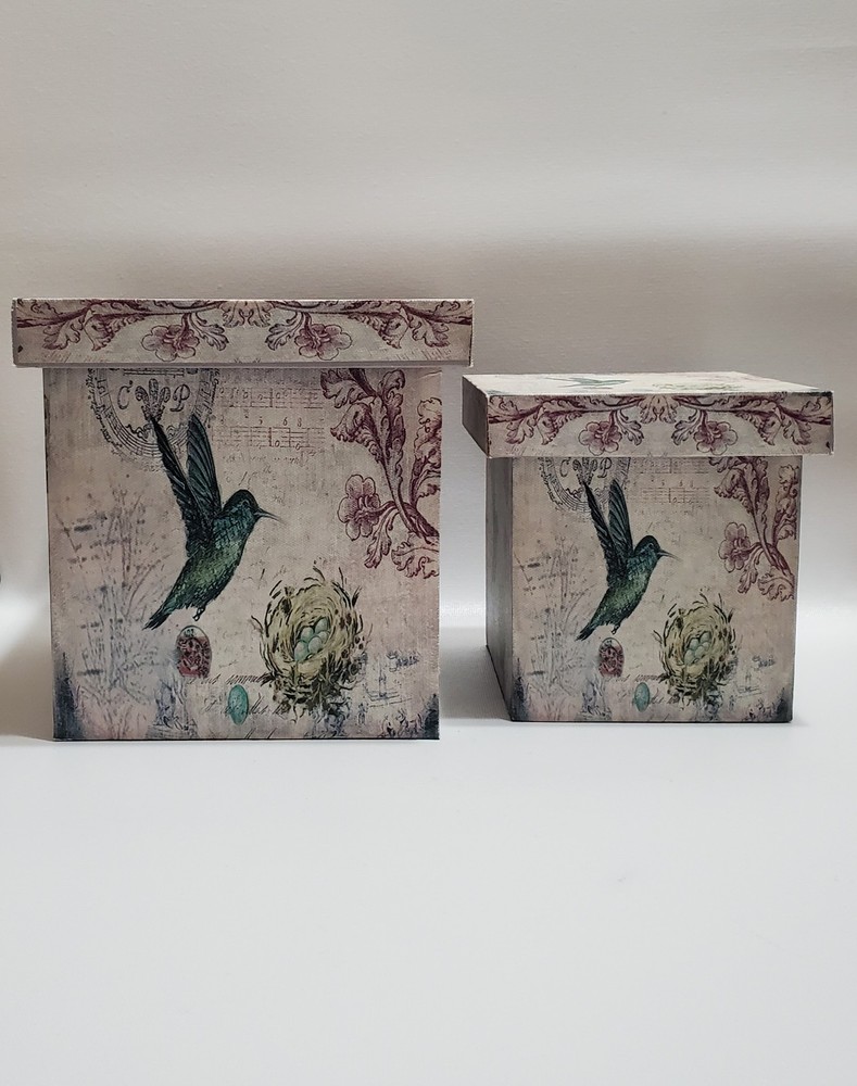 Hummingbird Storage Boxes, 2 Sizes, Set Of 2, Nesting, Sturdy Composite