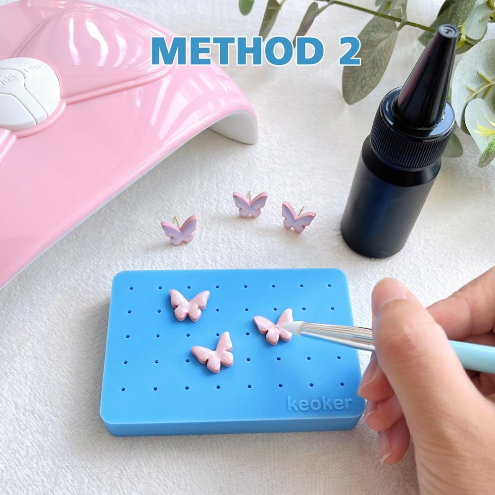 2PCS Silicone Baking Mat for Polymer Clay, Stud Earring Application Board for...