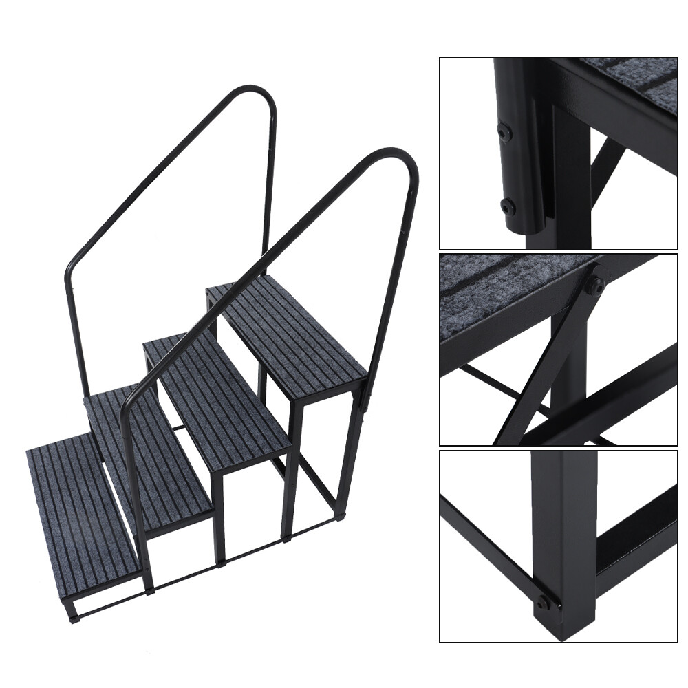 For 4 Step RV Steps with 2 Handrails w/Step Mat 660 lbs Load Capacity