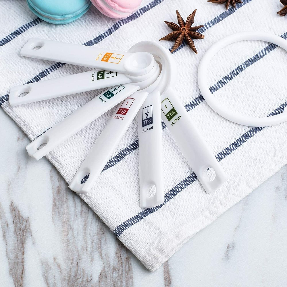 FOX RUN 6 Piece Plastic Measuring Spoons Set - White