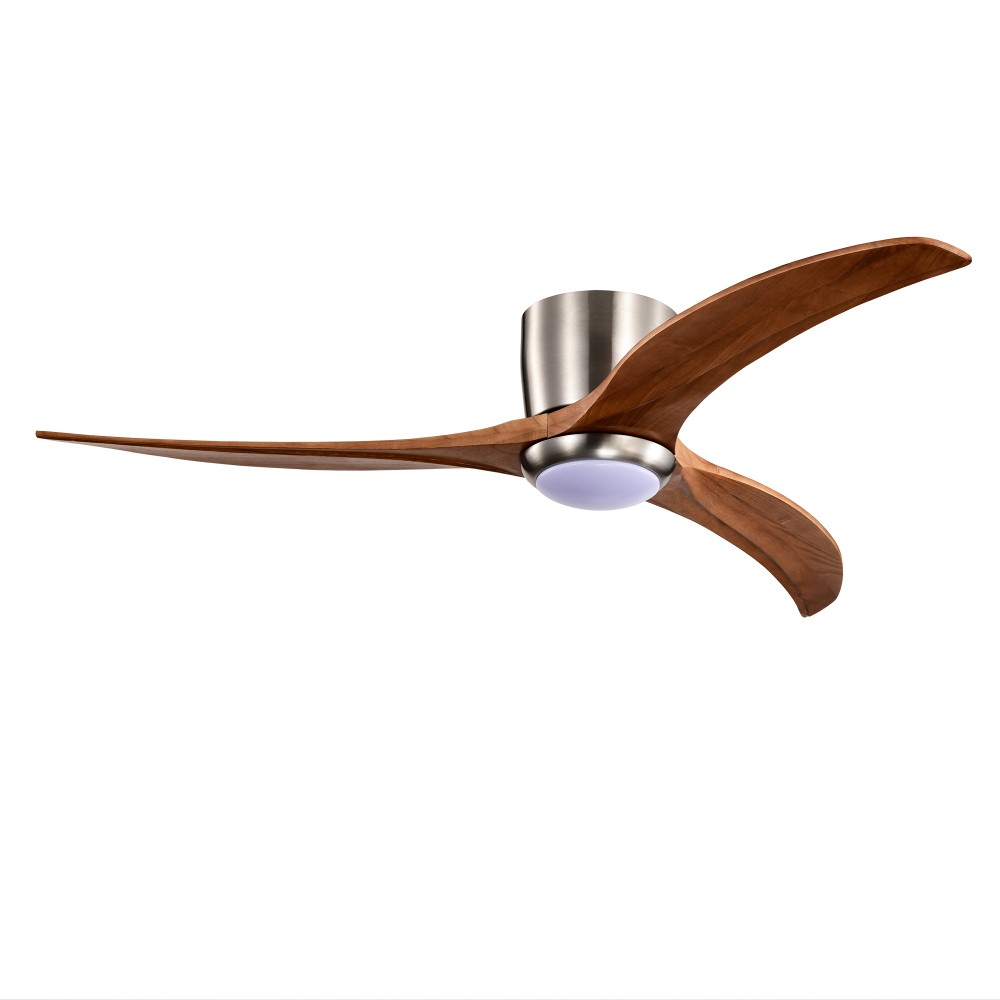 52” Flush Mount Ceiling Fan with Light & Remote, DC Motor, 6 Speeds