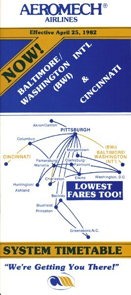 AeroMech Airlines timetable 1982/04/25
