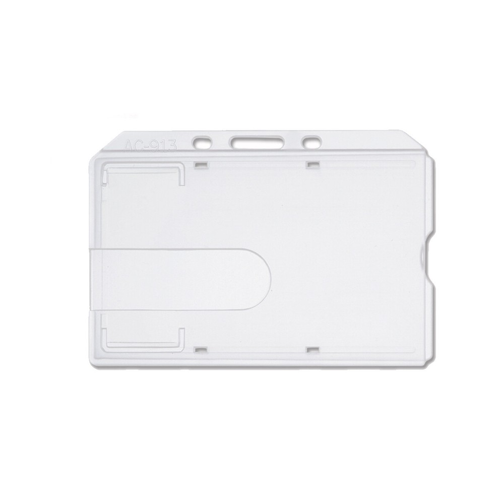 100 - Clear Rigid Plastic Horizontal Badge Holder - Side Load Insert (AC-913)
