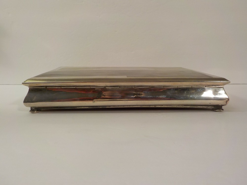 Continental 800 Silver Art Deco Table Box, Divided Wood Lined Interior