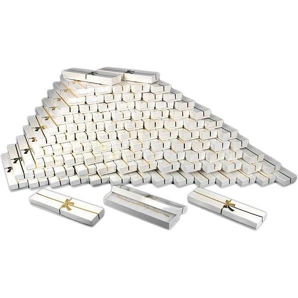 100 Gold Bow White Cotton Boxes Bracelet Gift Display