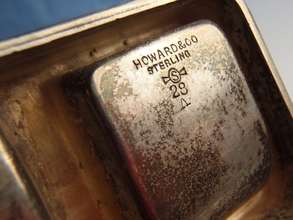 Antique 1892 Howard Co Sterling Silver 2 Compartment Stamp Box