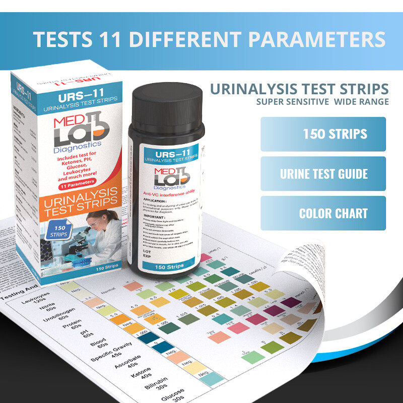 Urine Test Strips for Urinalysis 11 Parameters. 150 Cnt Urinalysis Test Strips