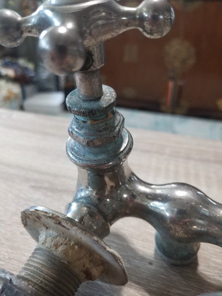 Vintage Hot & Cold faucet, knobs. White ceramic, metal