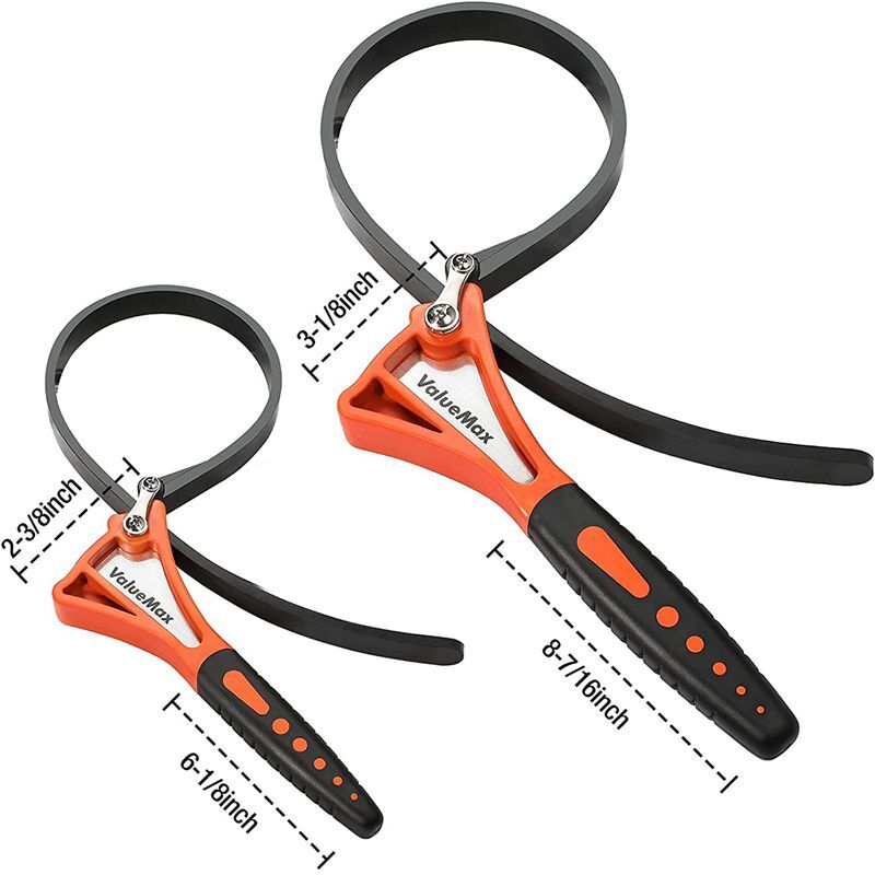 ValueMax 2PC 4" & 6" Rubber Strap Wrench Set Adjustable Straps Nylon TPR Handle