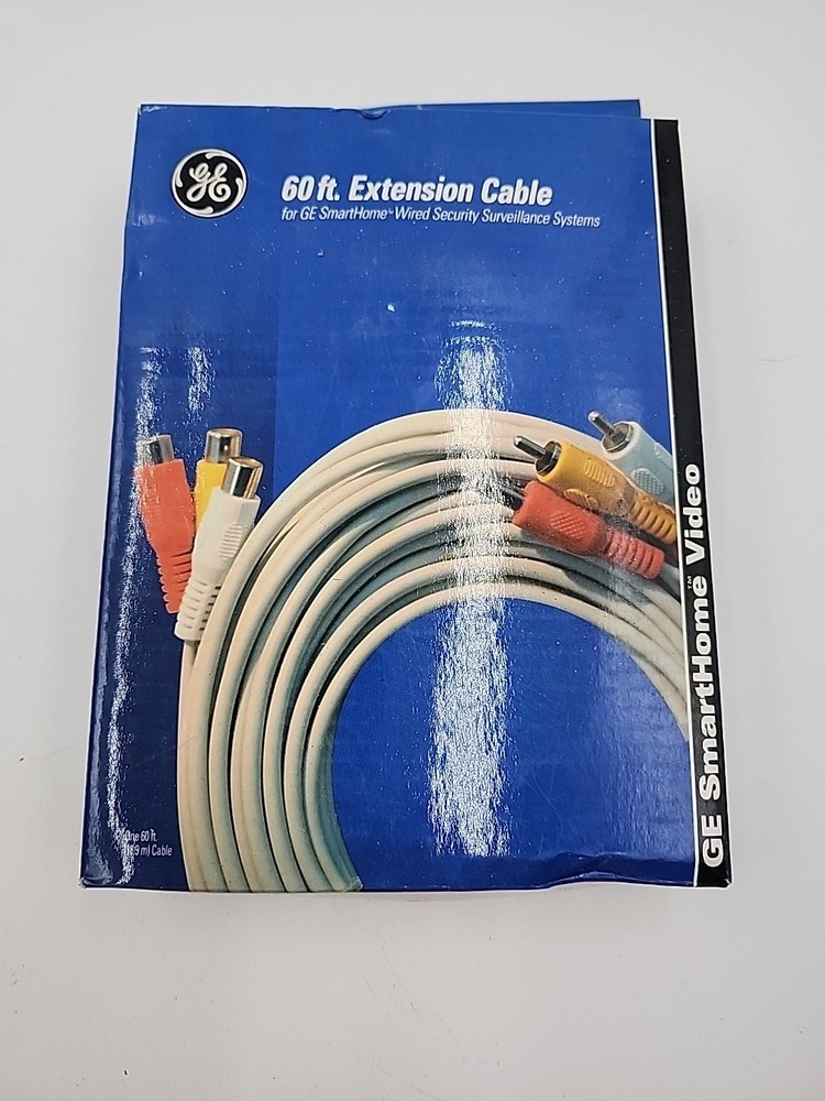 GE 60 FT RCA Extension Cable SmartHome Wired Security Surveillance Systems Pkg
