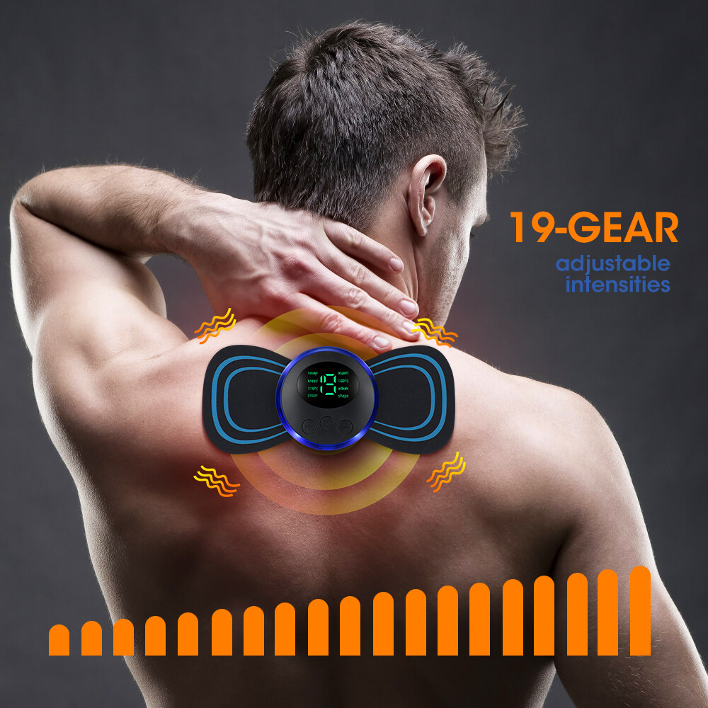 5PCS Portable Mini Electric Neck Back Massager Patch Stimulator Cervical Massage