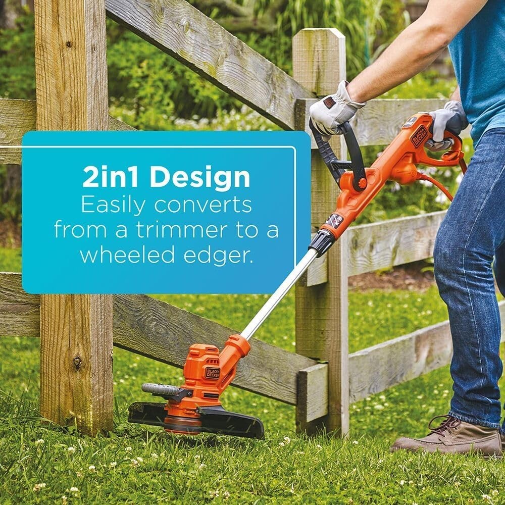 BLACK+DECKER Weed Wacker with Auto Feed,14-Inch 2 in 1 String Trimmer Lawn Edger