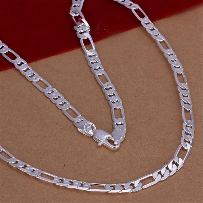 Solid 925 Sterling Silver Necklace For Men Classic 12mm Cuban Chain